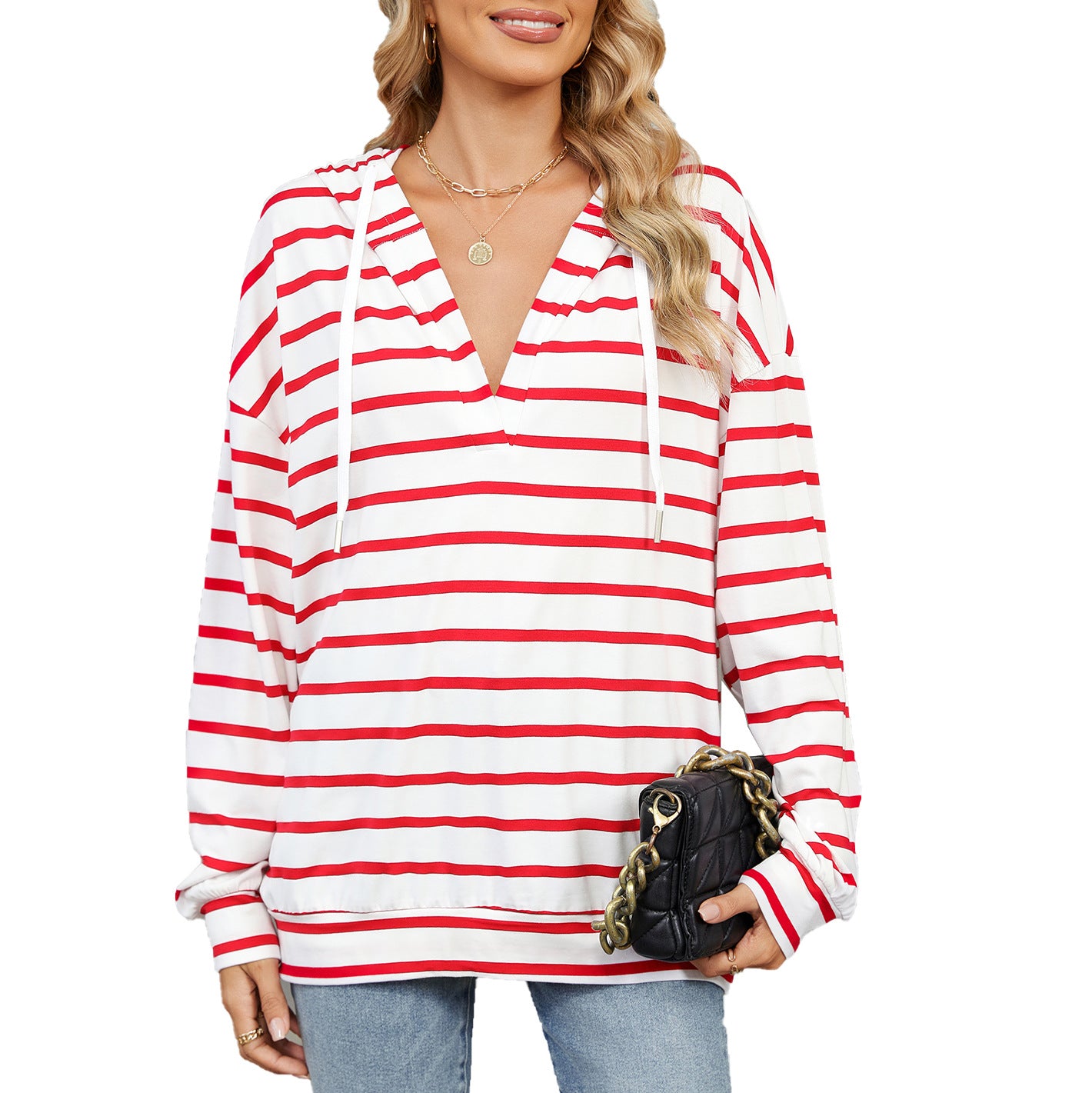 Damen Kapuzenpullover mit modischem Streifenmuster und lässiger Passform Stalluxe
