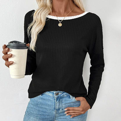 Damen Langarmshirt mit tiefem V-Ausschnitt und Schleifenverzierung Stalluxe