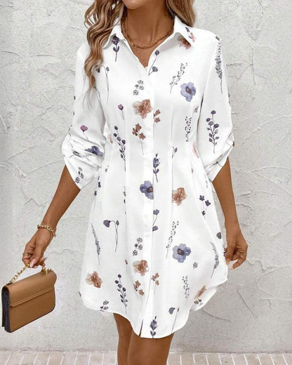 Damen Hemdblusenkleid mit floralen Akzenten und komfortablem Schnitt Stalluxe