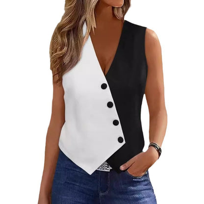 Damen Weste mit asymmetrischem Schnitt und Knopfdetails Stalluxe
