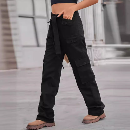 Damen Cargo-Hose mit hohen Taschen und verstellbarem Bund Stalluxe