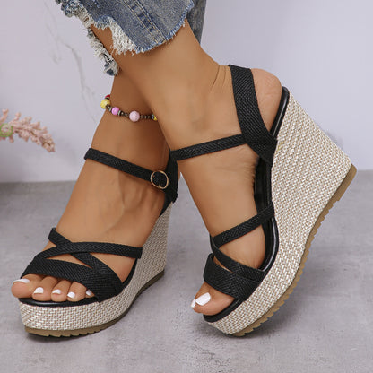 Damen Wedge-Sandalen mit verstellbarem Riemen und rutschfester Sohle Stalluxe