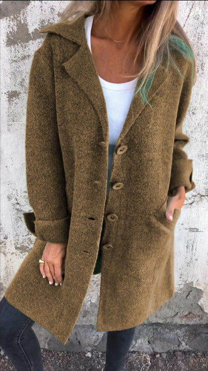 Damen klassischer Wollmantel mit seitlichen Taschen und großer Kapuze Stalluxe