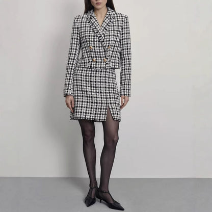 Damen Doppeltfältiger Blazer mit integriertem Rock Stalluxe