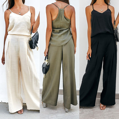 Damen elegantes Oberteil und weite Hose Set Stalluxe