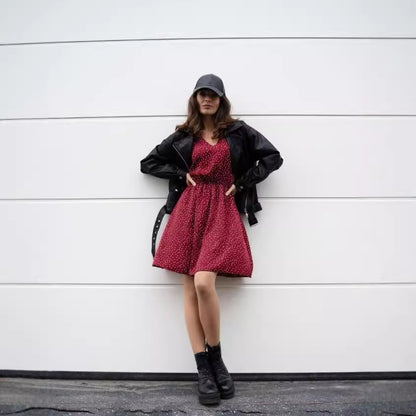 Damen Freizeitkleid mit gepunktetem Design und nähe Taillierung Stalluxe