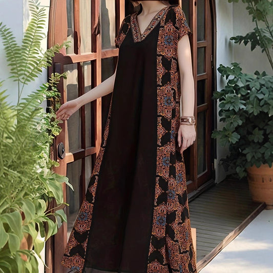 Damen Maxikleid mit aufwendigen Stickdetails und fließendem Schnitt Stalluxe