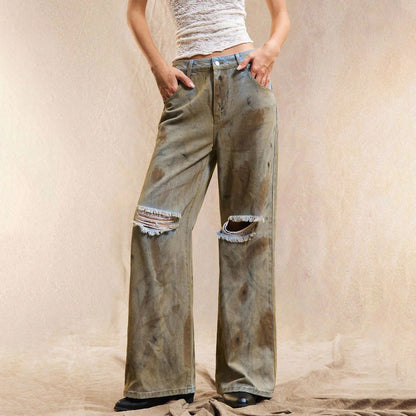 Damen Weite Jeans mit modischen Destroyed-Details und lässigem Schnitt Stalluxe