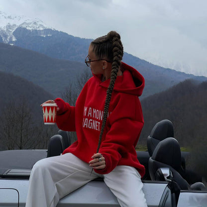 Damen Kapuzenpullover mit auffälligem Schriftzug und lockerer Passform Stalluxe