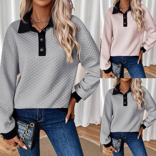 Damen stylischer und bequemer Sweatshirt mit Kragen Stalluxe