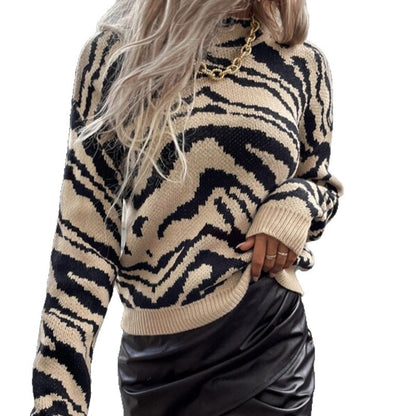 Damen modischer Pullover mit Zebramuster Stalluxe