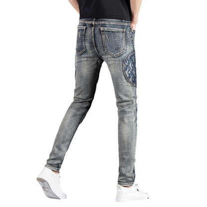 Herren modische Jeans im kreativen Design mit Reißverschlüssen und Detailnähten Stalluxe