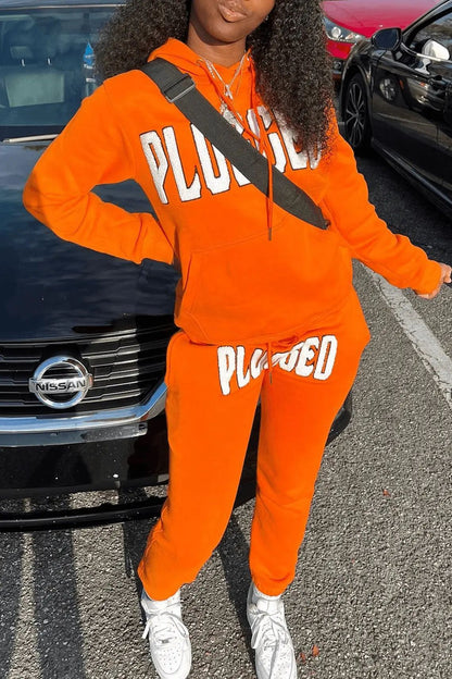 Damen kuscheliges Hoodie- und Jogginghose-Set mit auffälligem Schriftzug Stalluxe