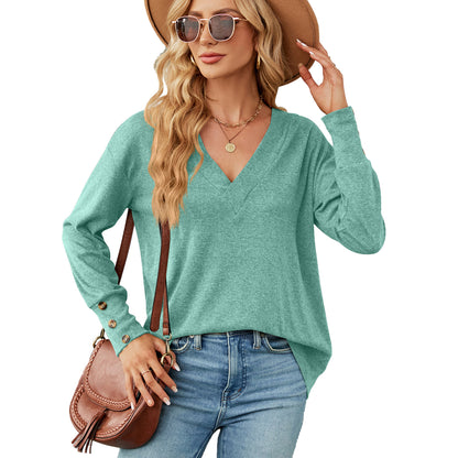 Damen oversized V-Ausschnitt Pullover mit modischen Knopfdetails Stalluxe