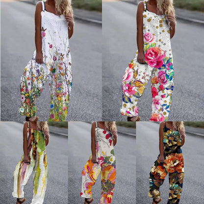 Women's Artistic Floral Print Jumpsuit Stalluxe