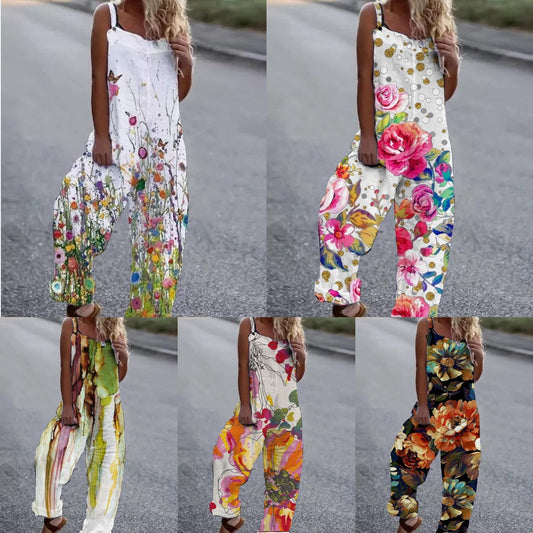 Women's Artistic Floral Print Jumpsuit Stalluxe