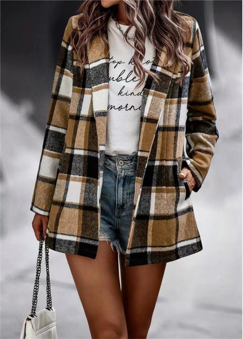Damen Karierter Wollblazer Stalluxe