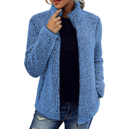 Damen Kuschelige Fleecejacke mit Stehkragen und Seitentaschen Stalluxe