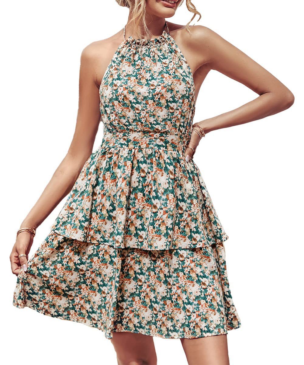 Damen Sommerliches Kleid mit fließendem Rock und floralem Design Stalluxe