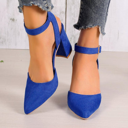 Damen elegante Slingback-Pumps mit Blockabsatz und verstellbarem Riemen Stalluxe