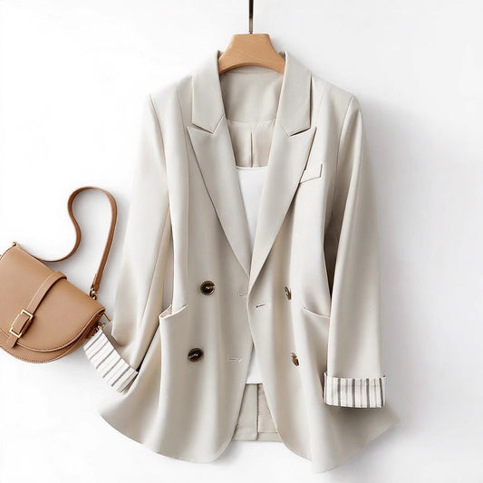 Damen Eleganter Doppeltknopf-Blazer mit abnehmbaren Ärmelaufschlägen Stalluxe