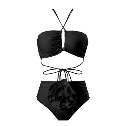 Damen Bandeau-Bikini mit floralem Detail und verstellbaren Trägern Stalluxe