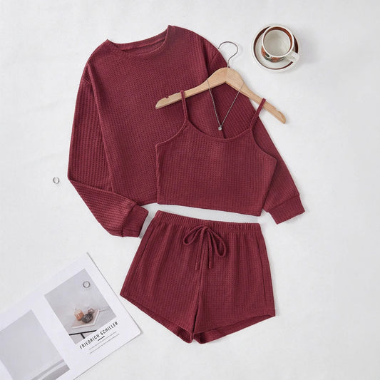 Damen lässiges Schlafanzug-Set mit kurzem Oberteil und Shorts Stalluxe