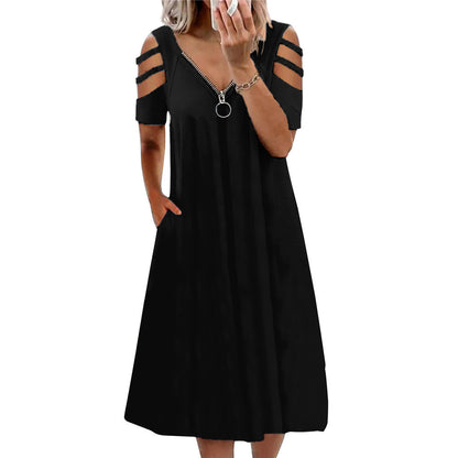 Damen Kleid mit offenen Schultern und tiefem V-Ausschnitt Stalluxe