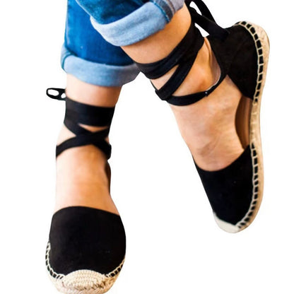 Damen Elegante und lässige Espadrilles mit bindbaren Riemen Stalluxe