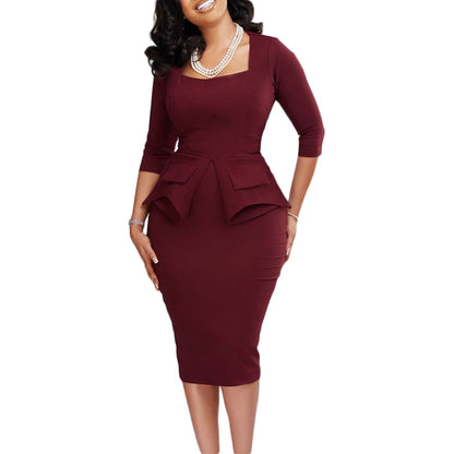 Damen Elegantes Etuikleid mit modischer Schößchen-Silhouette und praktischen Taschen Stalluxe