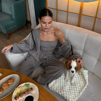 Damen Sportliches Oversized Hoodie-Set Stalluxe Grau