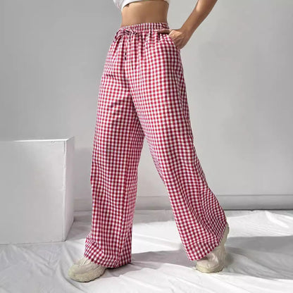Damen Weitgeschnittene Viskosehose mit Karomuster Stalluxe