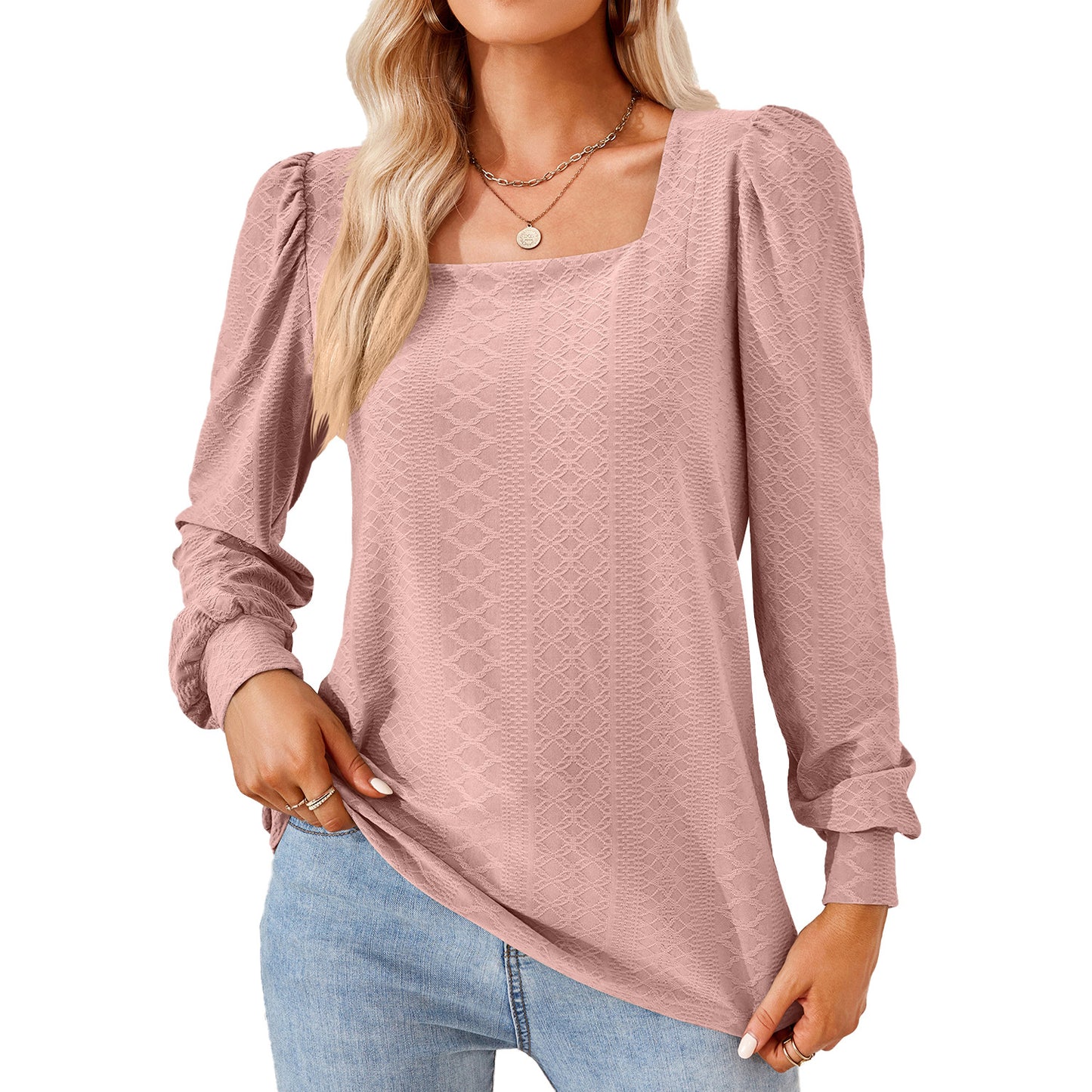 Damen Leichtes Blusenshirt mit eleganten Puffärmeln und strukturiertem Design Stalluxe