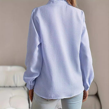 Damen elegante Hemdbluse mit Rüschendetails und strukturierter Oberfläche Stalluxe