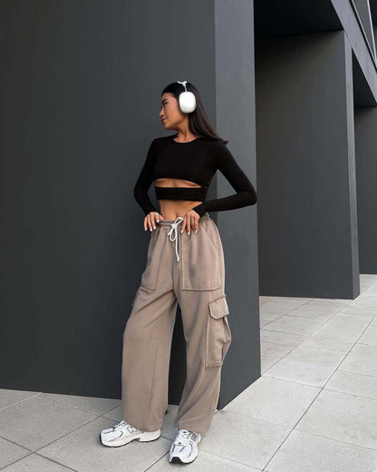 Damen lässige Cargo-Hose mit lockerer Passform und praktischen Taschen Stalluxe