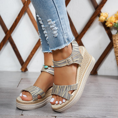 Damen Wedge-Sandalen mit elegantem Riemendesign und atmungsaktivem Obermaterial Stalluxe
