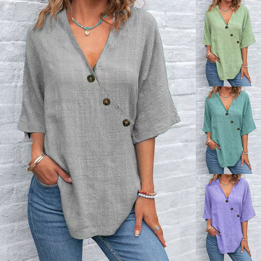 Damen Lässige Überschnittene Bluse mit Knopfdetails Stalluxe