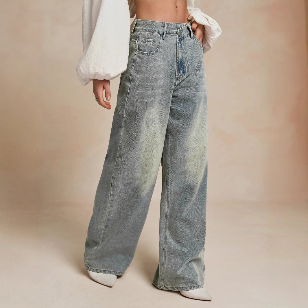 Damen Weite Jeans im Vintage-Stil mit hohem Bund Stalluxe