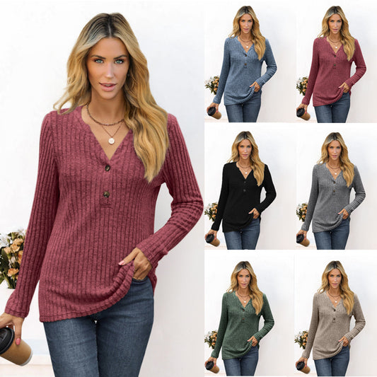 Damen Grobstrickpullover mit V-Ausschnitt und Knopfdetails Stalluxe