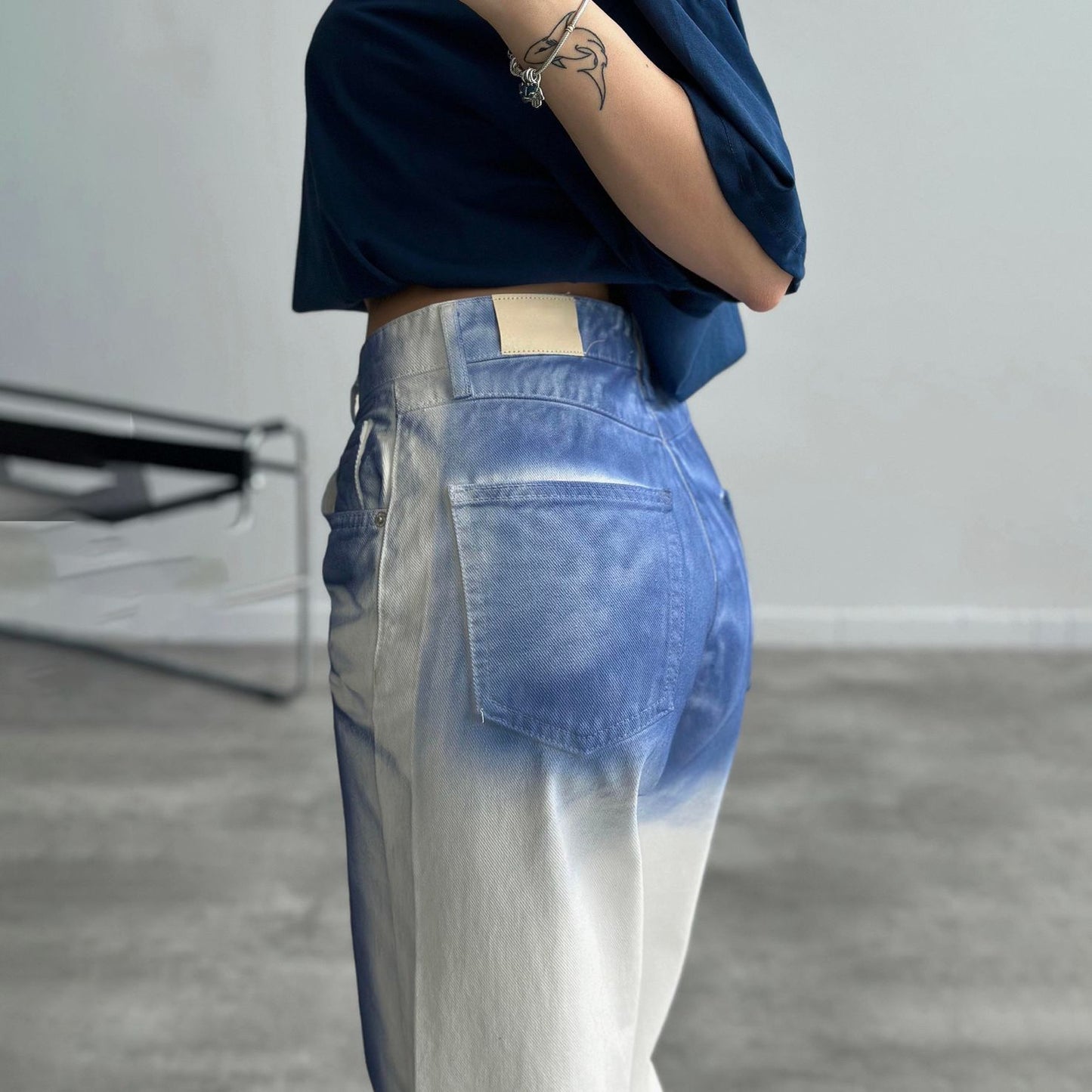 Damen Baggy Jeans im einzigartigen Batikdesign Stalluxe