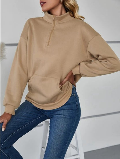 Damen bequemer Stehkragen Pullover Stalluxe