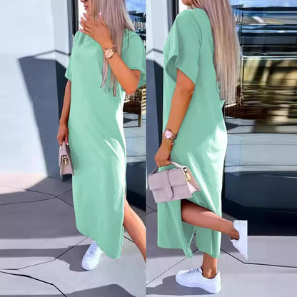 Damen Lässiges Maxi-T-Shirt Kleid mit seitlichem Schlitz und großzügigem Schnitt Stalluxe
