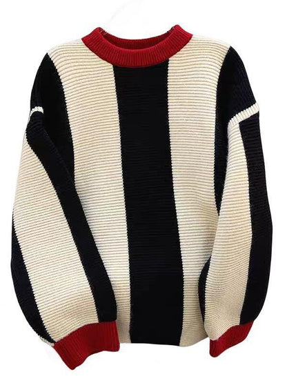 Damen Oversized Strickpullover mit strukturiertem Streifenmuster Stalluxe