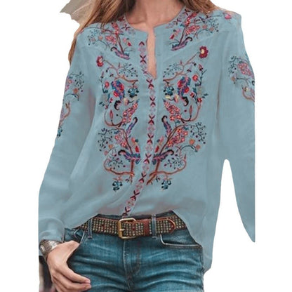 Damen Bluse mit floralen Stickereien und leichtem Chiffonmaterial Stalluxe
