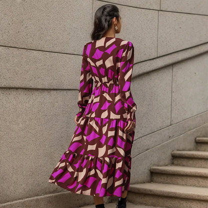 Damen Maxikleid mit knöpfen und elastischem Taillenzug Stalluxe
