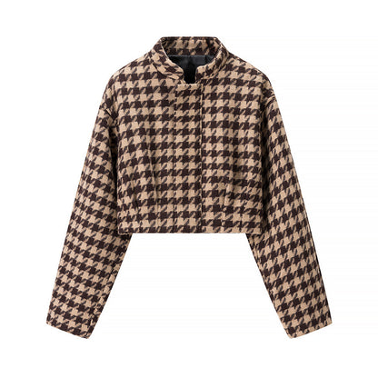 Damen modische cropped Jacke im Hahnentritt-Design Stalluxe
