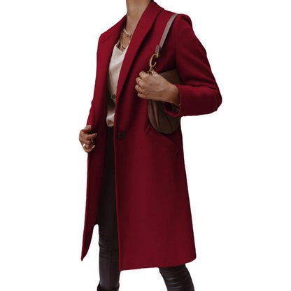 Damen Eleganter und hochwertiger Wollmantel mit schmalem Schnitt Stalluxe