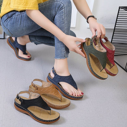 Damen Komfortable Zehentrenner-Sandalen mit ergonomischem Fußbett Stalluxe