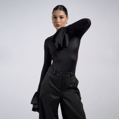 Damen Body mit eleganten Volantärmel Stalluxe