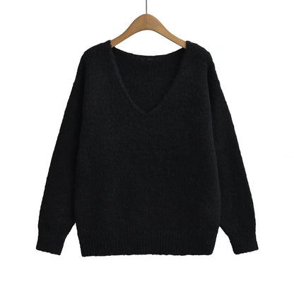 Damen Oversized V-Ausschnitt Pullover aus weichem Strick Stalluxe